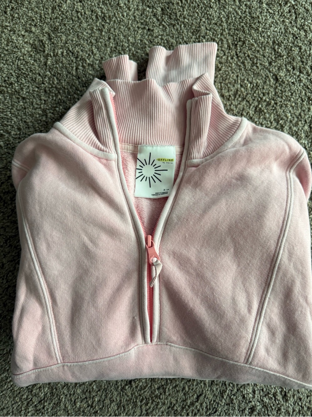 Offline by Aerie Pink Quarter-Zip Pullover